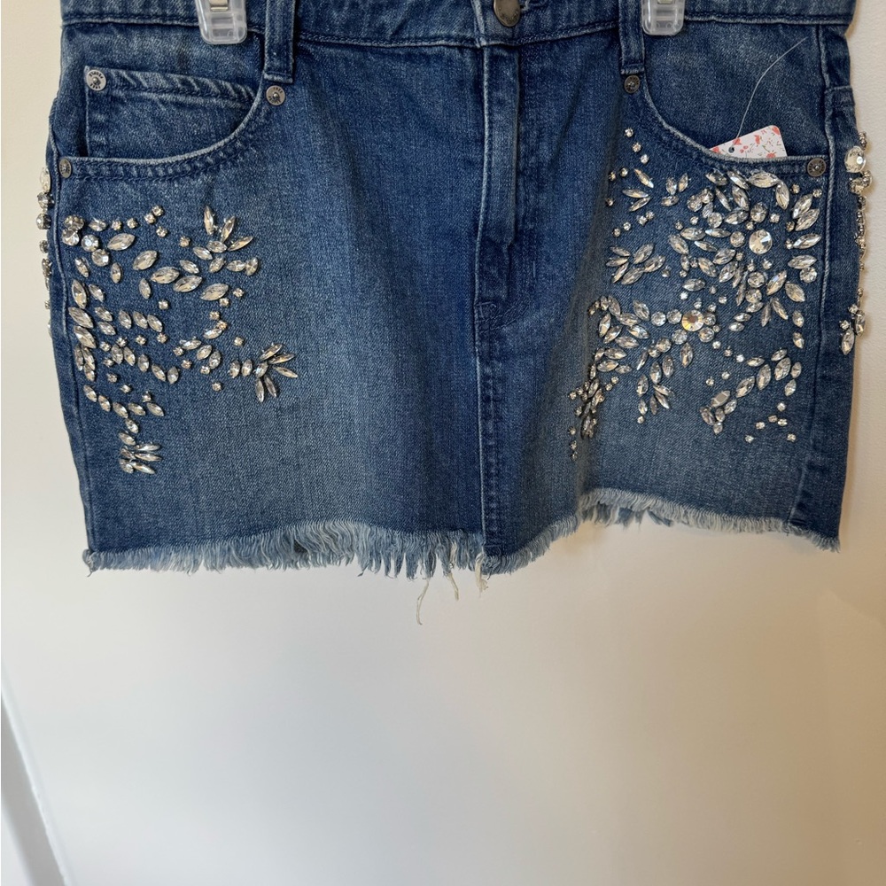 Embellished Denim Skirt